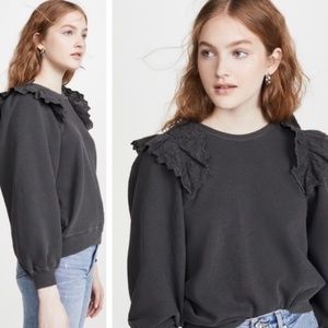 The Great. eyelet ruffle sweatshirt 1 S